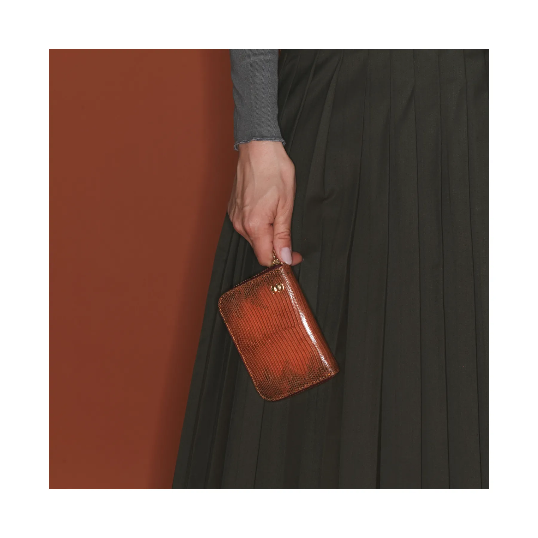Clearance Claris Virot Mini Bob Wallet Bark Lizard
