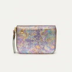 Hot Claris Virot Mini Bob Wallet Metallic Gasoil Leather