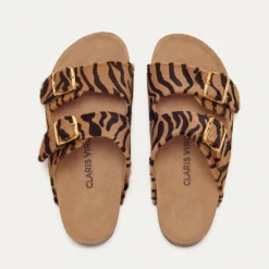 Clearance Claris Virot Odette Sandals Tora Tiger Leather