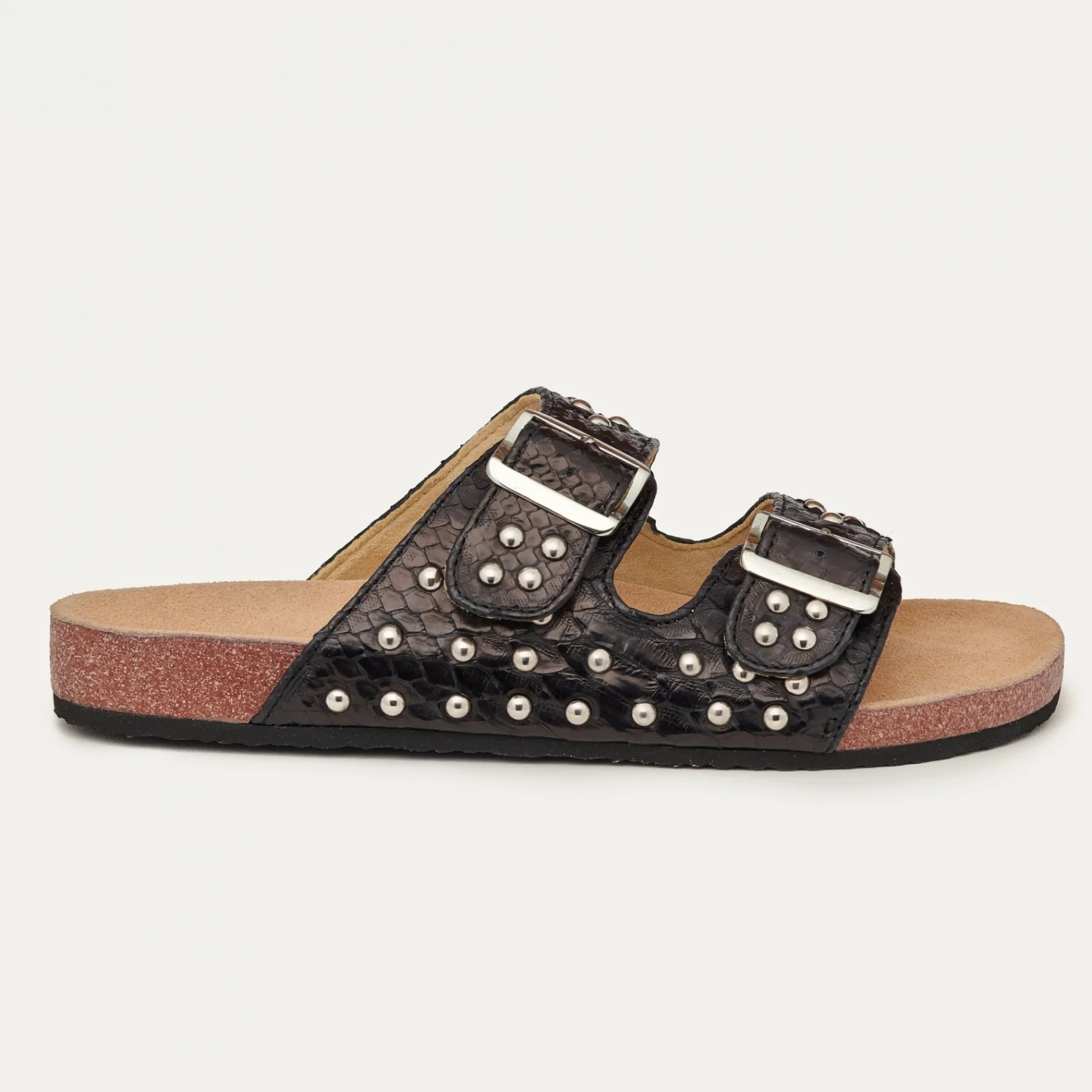 Outlet Claris Virot Odette Sandals Black Python Silver Hardware