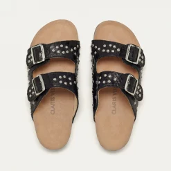 Outlet Claris Virot Odette Sandals Black Python Silver Hardware