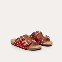 Best Sale Claris Virot Odette Sandals Burgundy Python And Suede