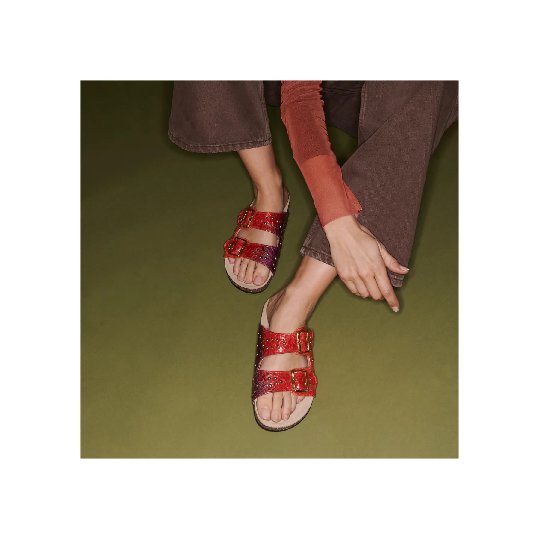 Outlet Claris Virot Odette Sandals Shaded Red Levant Python