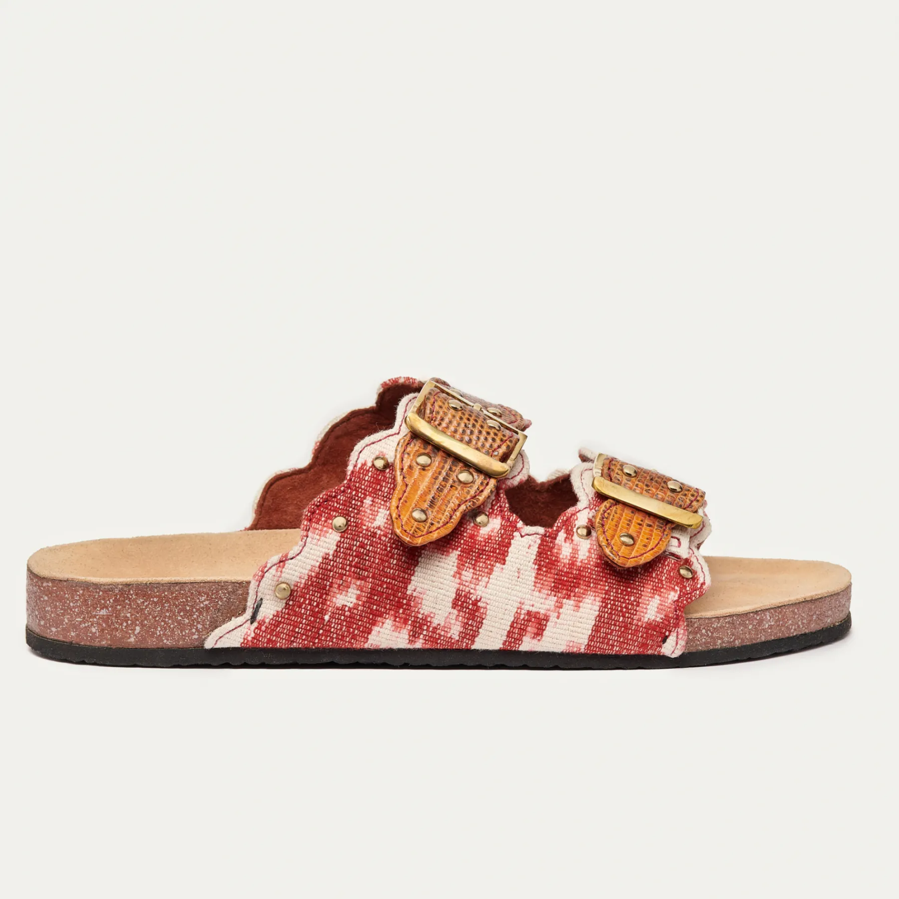 Fashion Claris Virot Odette Sandals Red Dragon Timor Fabric