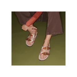 Fashion Claris Virot Odette Sandals Red Dragon Timor Fabric