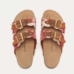 Fashion Claris Virot Odette Sandals Red Dragon Timor Fabric