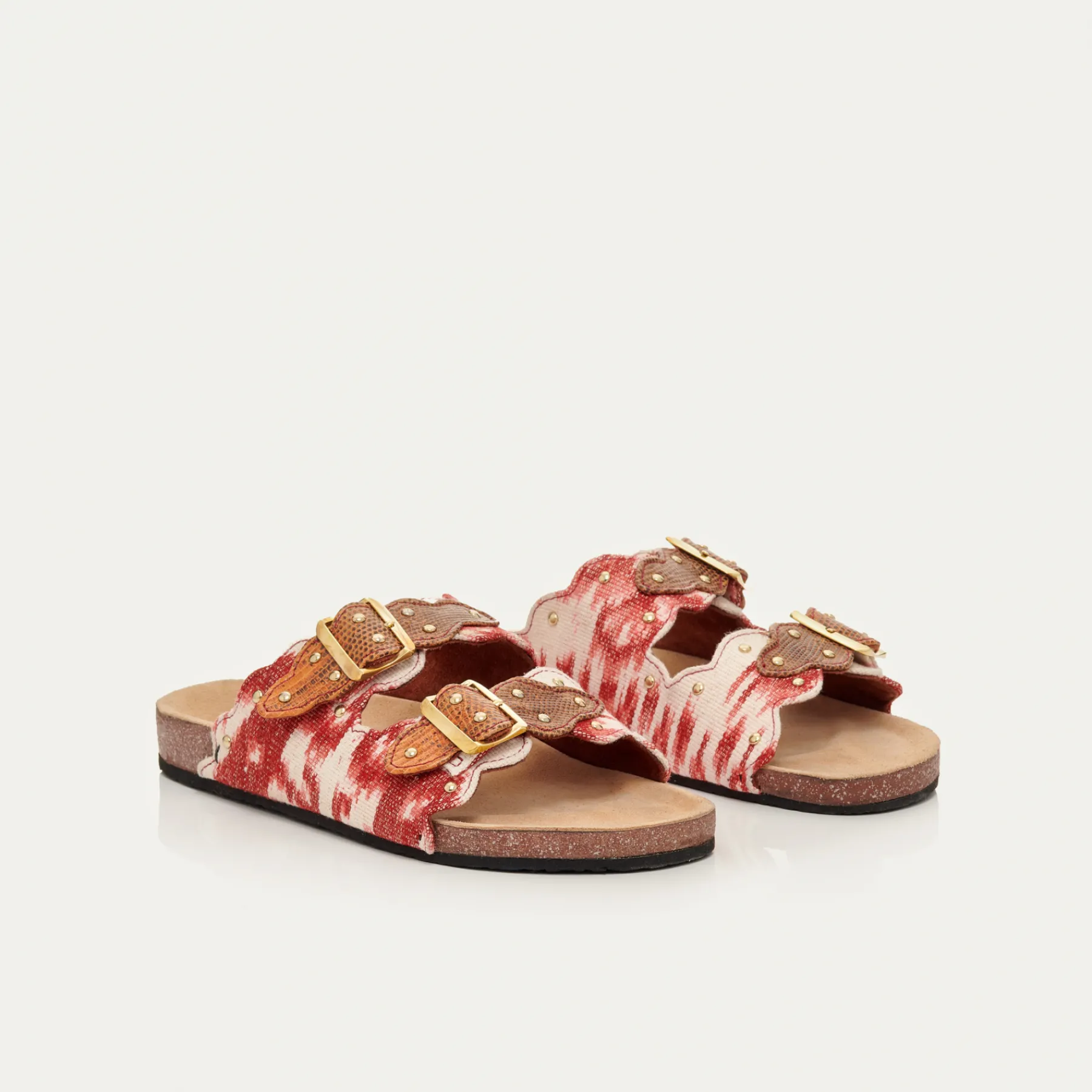 Fashion Claris Virot Odette Sandals Red Dragon Timor Fabric
