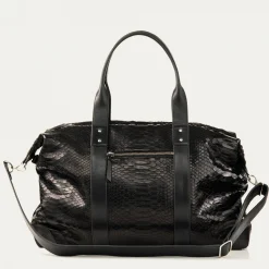 New Claris Virot Roger Travel Bag L Black Python