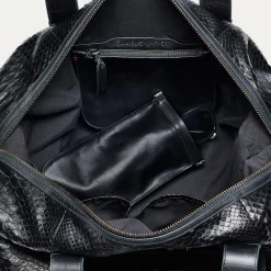 New Claris Virot Roger Travel Bag L Black Python
