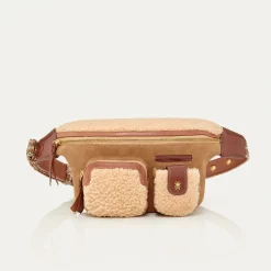 Best Sale Claris Virot Romeo Bag Olive Suede Embroidered And Cream Shearling