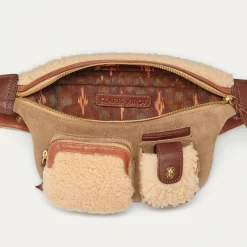 Best Sale Claris Virot Romeo Bag Olive Suede Embroidered And Cream Shearling