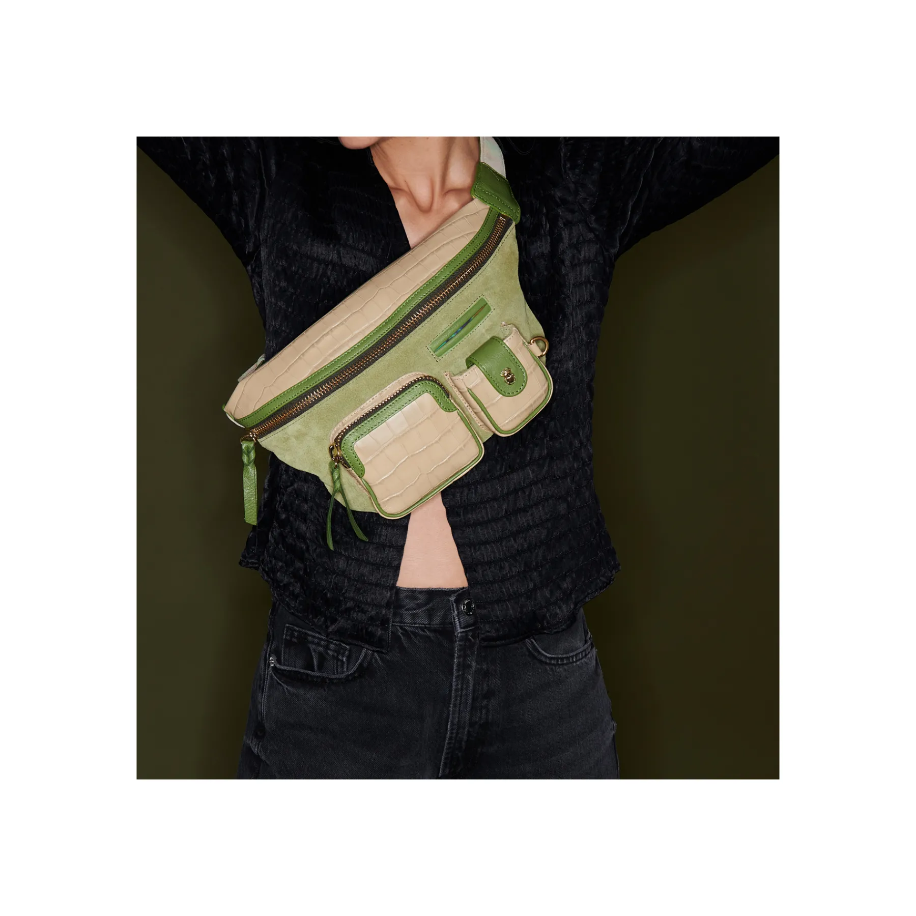 Best Sale Claris Virot Romeo Bag Sesame Beige Embossed Croco