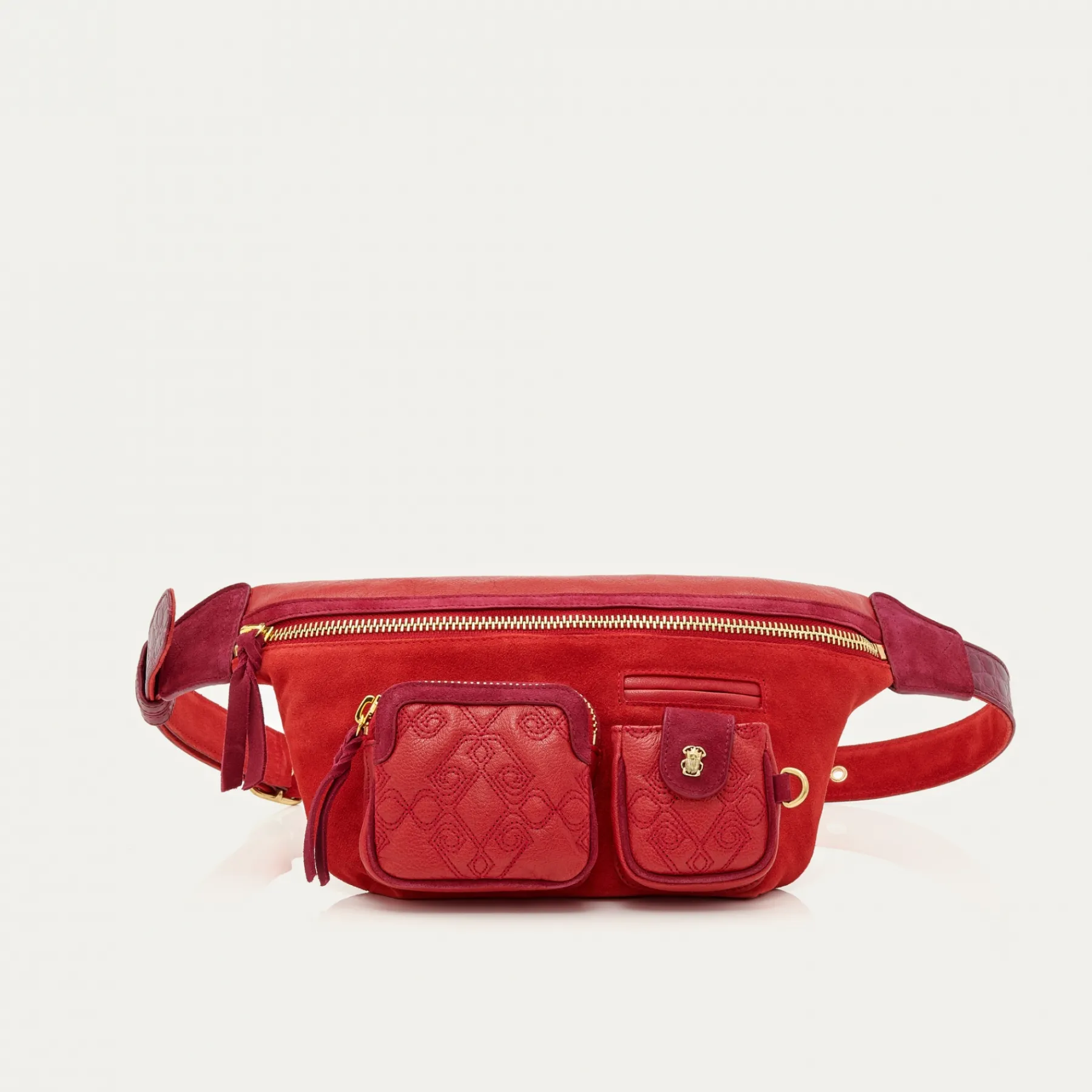 Shop Claris Virot Romeo Bag Vermilion Leather And Suede