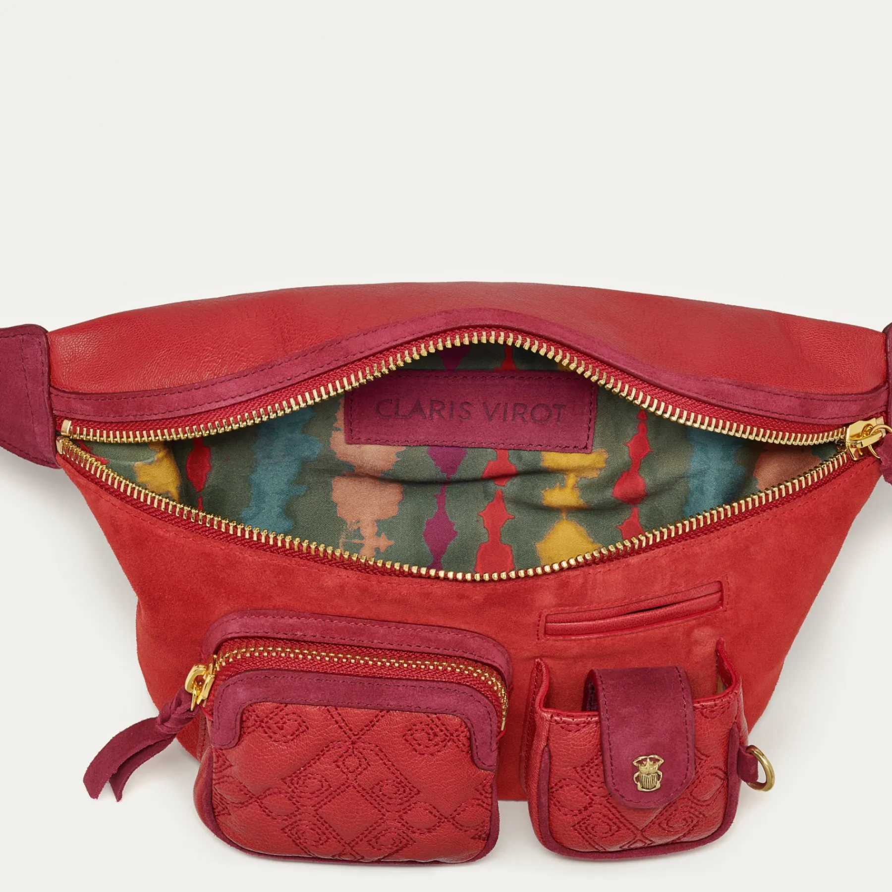 Shop Claris Virot Romeo Bag Vermilion Leather And Suede