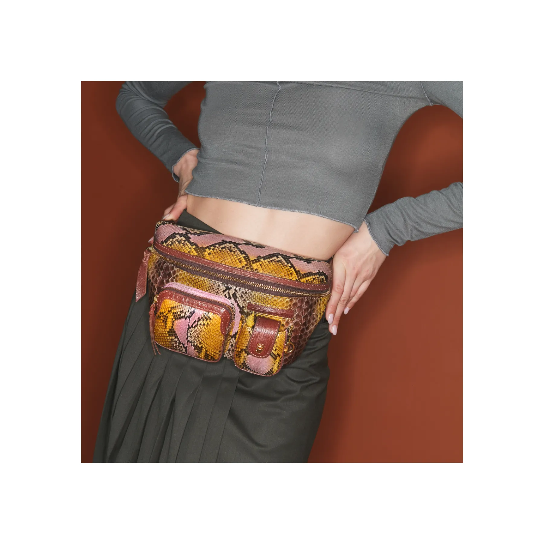 Flash Sale Claris Virot Romeo Bag Stone Hand Painted Python