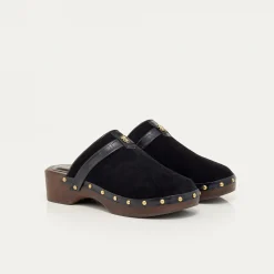 Hot Claris Virot Sabots Arlette Black Leather
