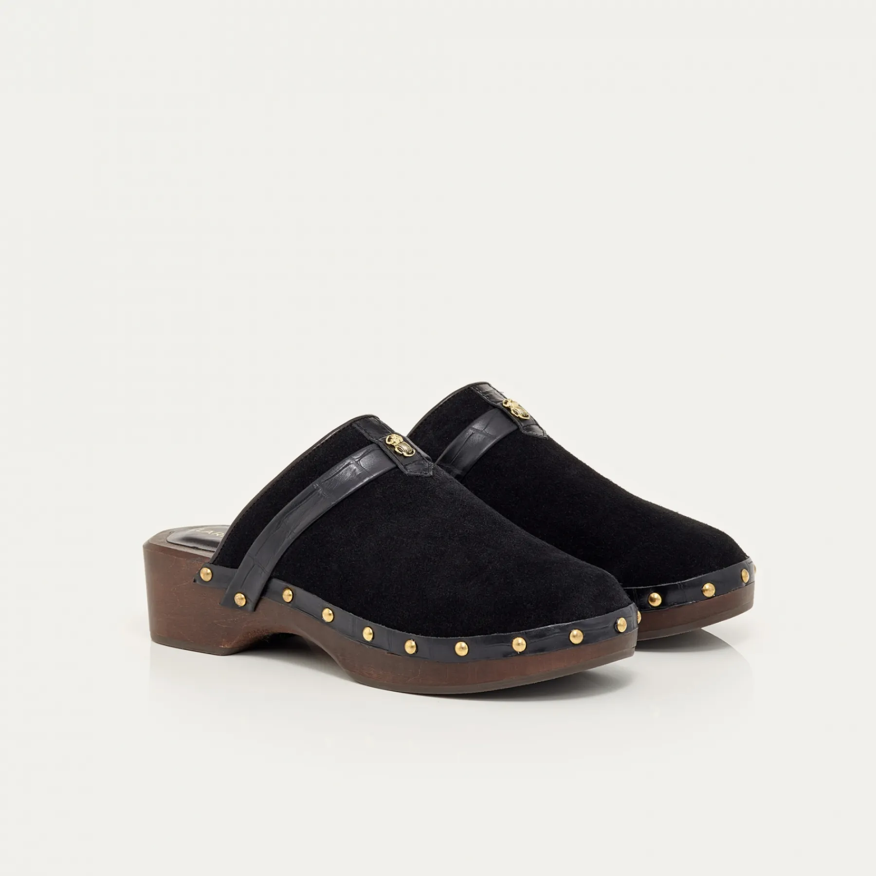 Hot Claris Virot Sabots Arlette Black Leather