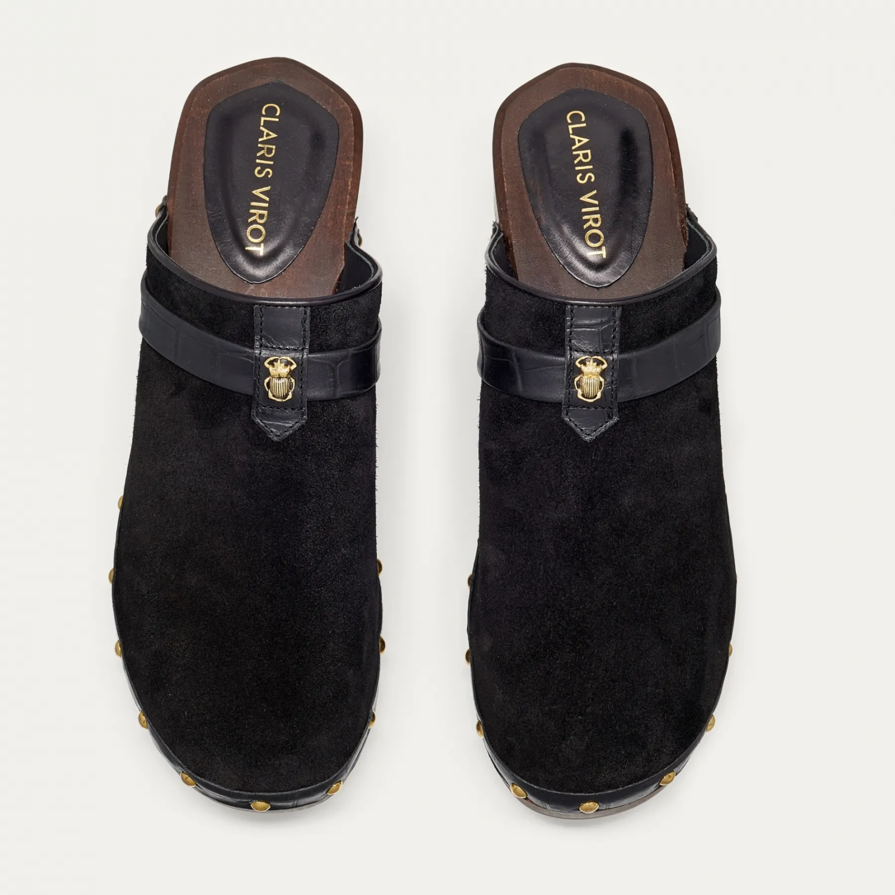 Hot Claris Virot Sabots Arlette Black Leather