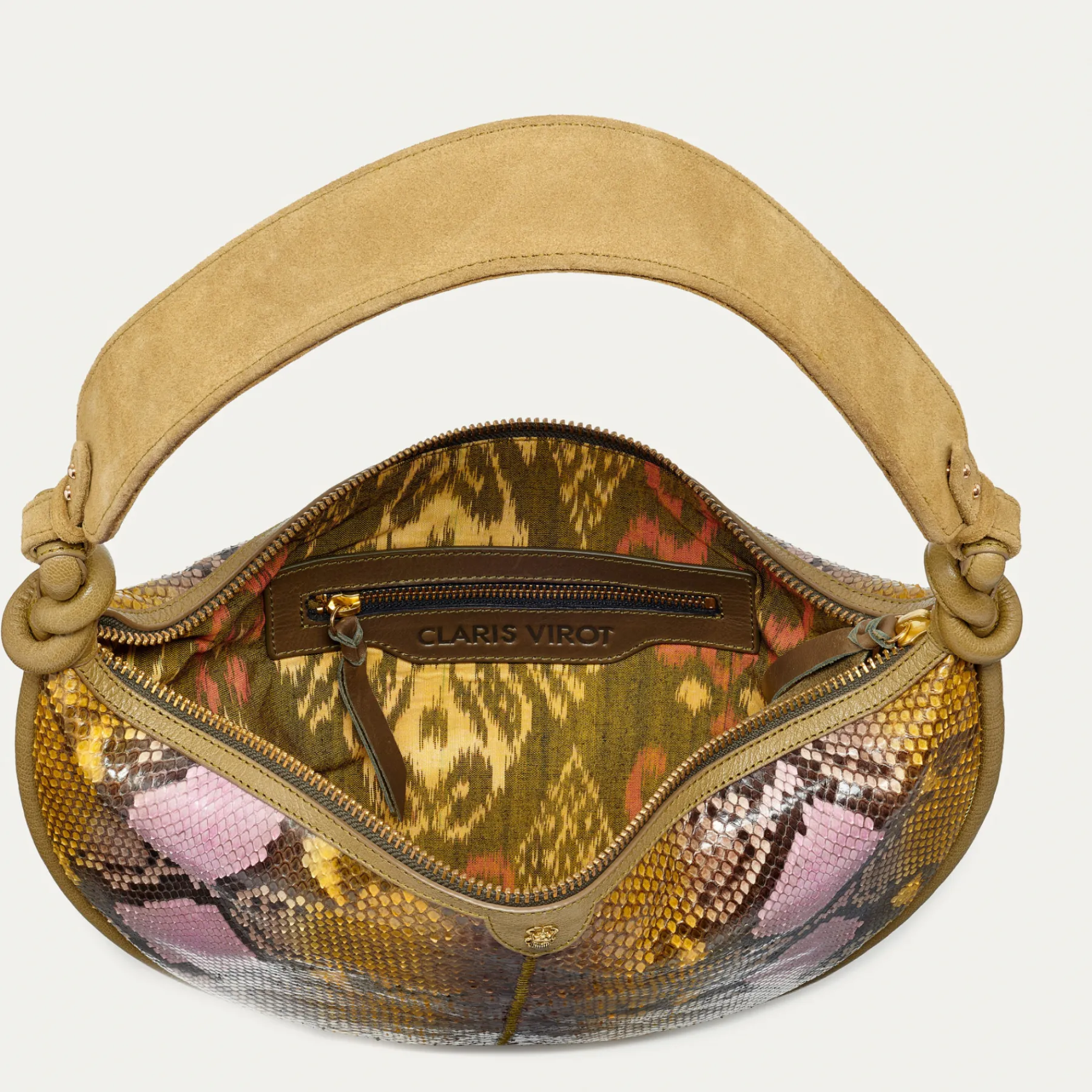 Clearance Claris Virot Sac Chris Stone Hand Painted Python