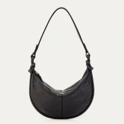 Flash Sale Claris Virot Sac Chris Black Embossed Croco Leather