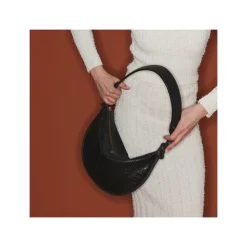 Flash Sale Claris Virot Sac Chris Black Embossed Croco Leather