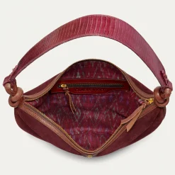 Hot Claris Virot Sac Chris Hot Wine Suede Leather And Cobra