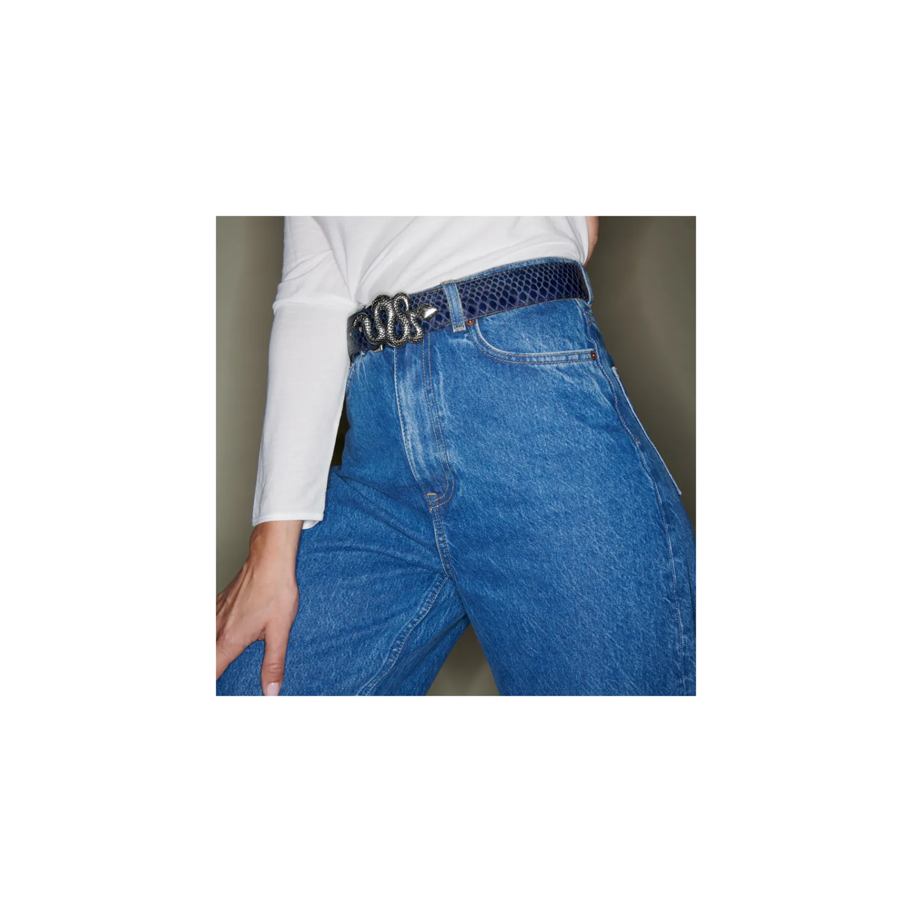 Clearance Claris Virot Snake Belt Navy Python