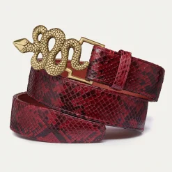 Online Claris Virot Snake Belt Burgundy Python