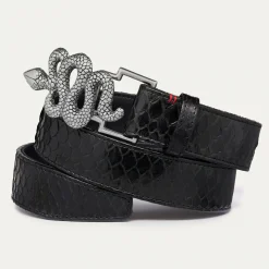 Flash Sale Claris Virot Snake Belt Black Python Silver Buckle