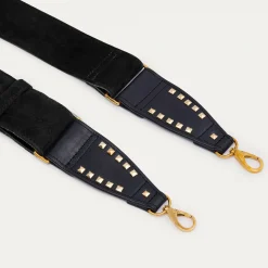 Discount Claris Virot Strap Black Suede Golden Hardware