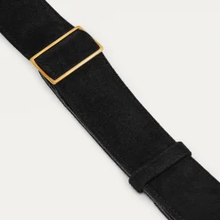 Discount Claris Virot Strap Black Suede Golden Hardware
