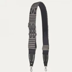 Shop Claris Virot Strap Black Leather And Cotton Silver Hardware