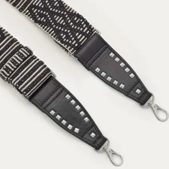 Shop Claris Virot Strap Black Leather And Cotton Silver Hardware