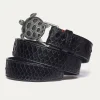 Cheap Claris Virot Turtle Belt Black Python Silver Buckle