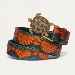 Best Sale Claris Virot Turtle Belt Green Orange Python
