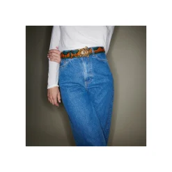 Best Sale Claris Virot Turtle Belt Green Orange Python