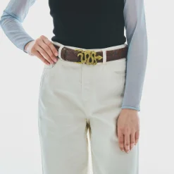 Sale Claris Virot Turtle Belt Burgundy Python