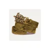 Best Sale Claris Virot Turtle Belt Kaki Python Gold Buckle