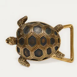 Best Sale Claris Virot Turtle Belt Kaki Python Gold Buckle
