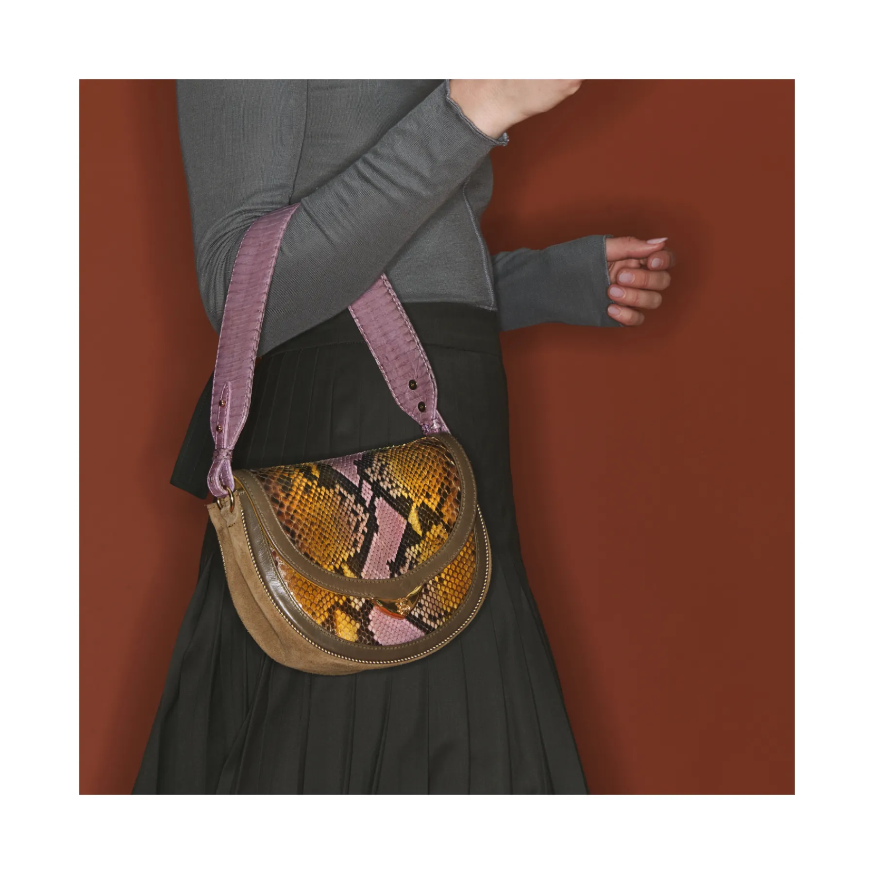 Cheap Claris Virot Victoria Bag Stone Hand Painted Python
