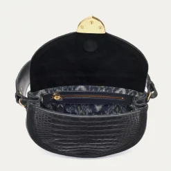 Online Claris Virot Victoria Bag Black Embossed Croco Leather